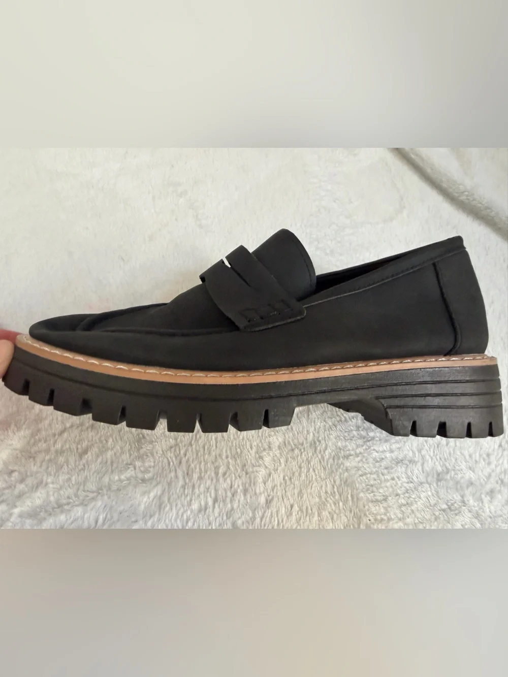 Women’s Black Chunky Platform Penny Loafers Lug Sole EU 39 US 8.5-9